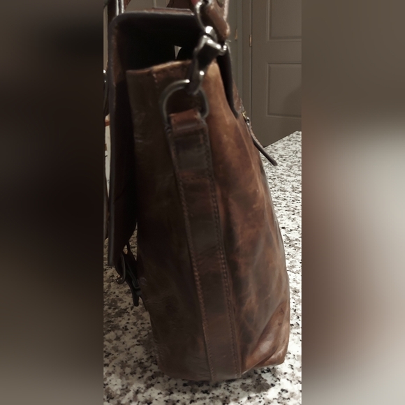 Frye Briefcase With Long Strap - Worn/distressed leather style - Dark Brown - Picture 13 of 17